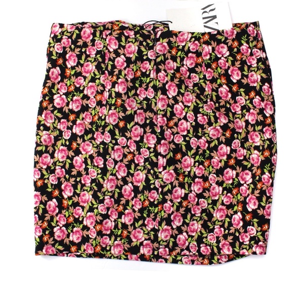 Zara NWT Floral Print Ruched Mini Skirt Medium - Picture 9 of 12
